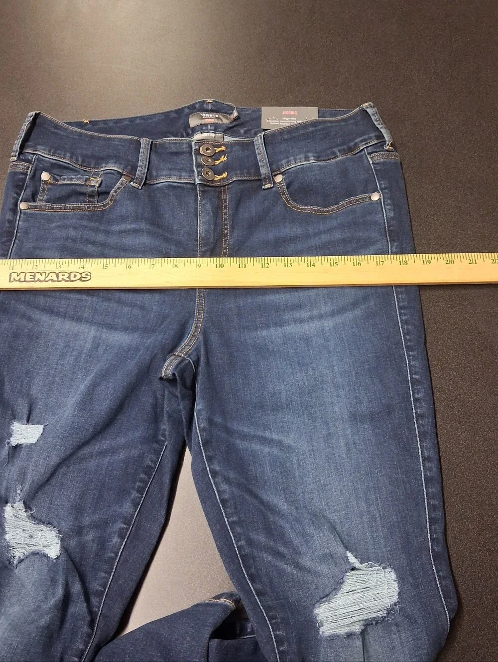 NWT Torrid Super Soft Jeggings Size 16R Dark Blue Distressed Stretch